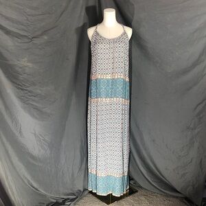 Knox Rose Blue and White Patterned Maxi Dress